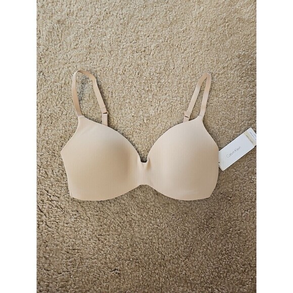 Calvin Klein Form Lightly Lined Demi Bra Wirefree Full Coverage Size 32C Tan NEW - Picture 1 of 4